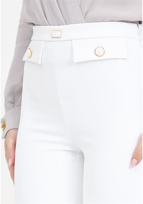 White women's trousers with logo buttons ELISABETTA FRANCHI | PA02841E2360